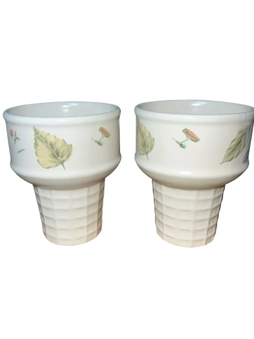 Pfaltzgraff vintage Portfolio Naturewood Ice Cream Cone Dishes 4.5